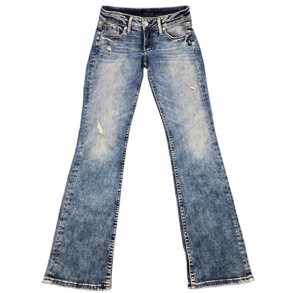 Silver Jeans Co Suki Slim Bootcut Distressed W27 L31 Medium Wash Y2K‎ Western